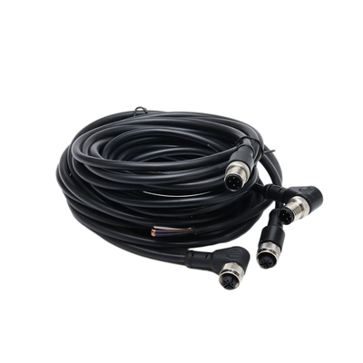 Câbles équipés imperméables finis simples droits de tresse avec la veste de PVC de 1M BK 4C×AWG22