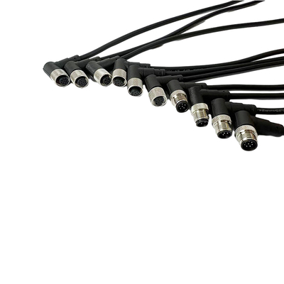 Mâle à angle droit multi fait sur commande de câbles équipés du noyau M12 pour le capteur