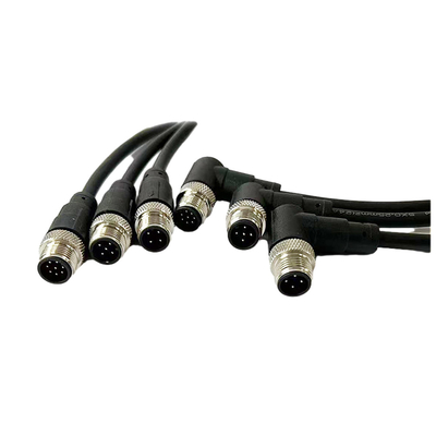 Mâle à angle droit multi fait sur commande de câbles équipés du noyau M12 pour le capteur