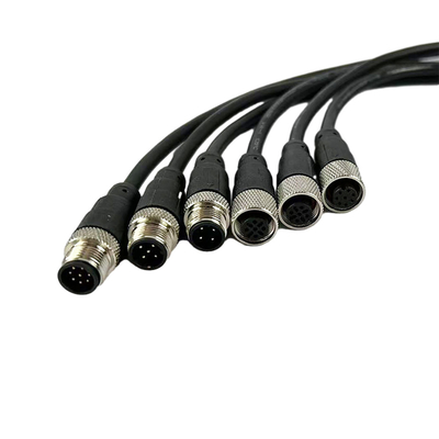 Mâle à angle droit multi fait sur commande de câbles équipés du noyau M12 pour le capteur