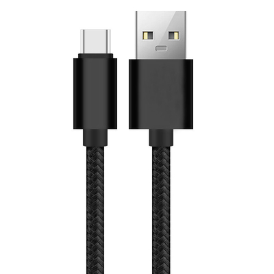 CE tressé en nylon de remplissage noir de RoHS de câble de données de la couleur 3A USB certifié