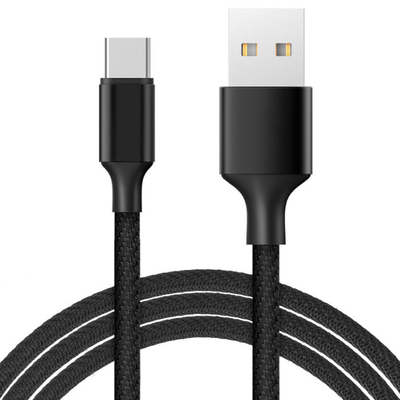 CE tressé en nylon de remplissage noir de RoHS de câble de données de la couleur 3A USB certifié