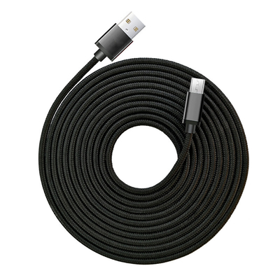 CE tressé en nylon de remplissage noir de RoHS de câble de données de la couleur 3A USB certifié