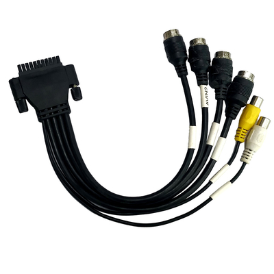 M12 adapté aux besoins du client à la couleur noire à vis de sécurité de câbles équipés de RCA Overmolding