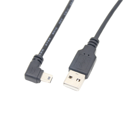 Câble de données de remplissage masculin d'USB 2,0 USB Mini With Right Angle Connector
