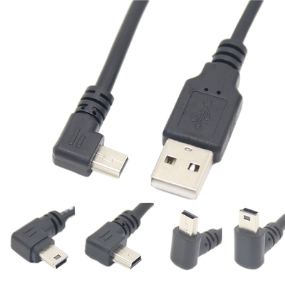 Câble de données de remplissage masculin d'USB 2,0 USB Mini With Right Angle Connector