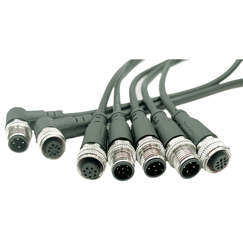 Mâle imperméable de câbles équipés M12 à la femelle avec 4 la borne 8 Pin Connector