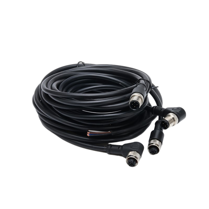 Câbles équipés imperméables finis simples droits de tresse avec la veste de PVC de 1M BK 4C×AWG22