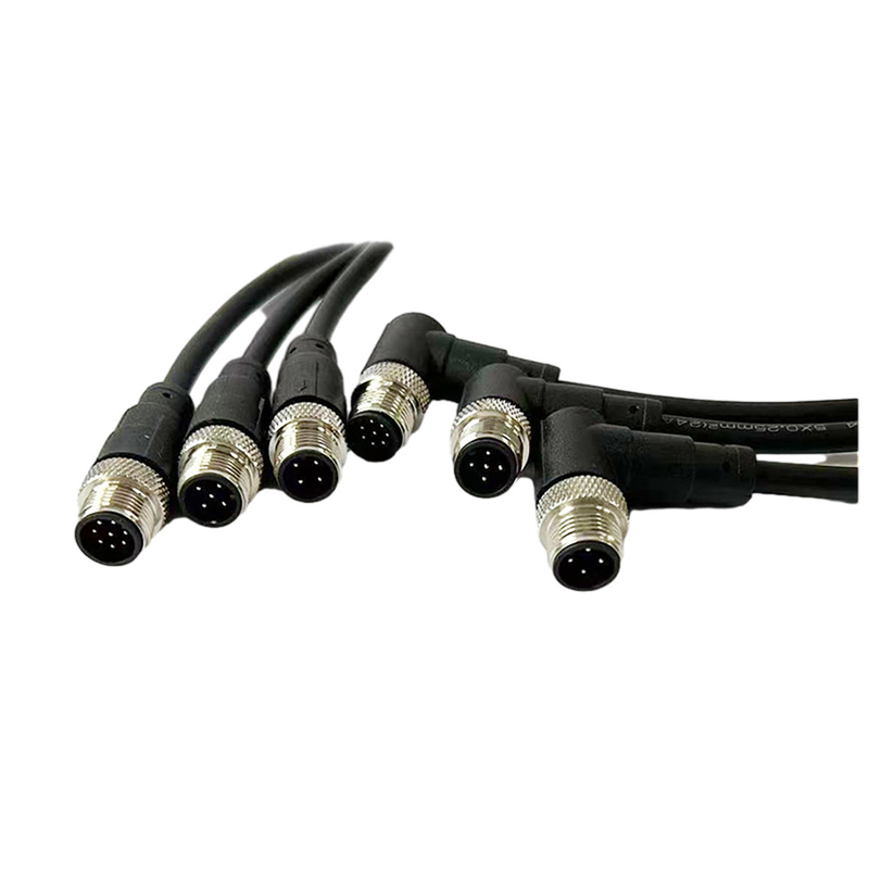 Mâle à angle droit multi fait sur commande de câbles équipés du noyau M12 pour le capteur