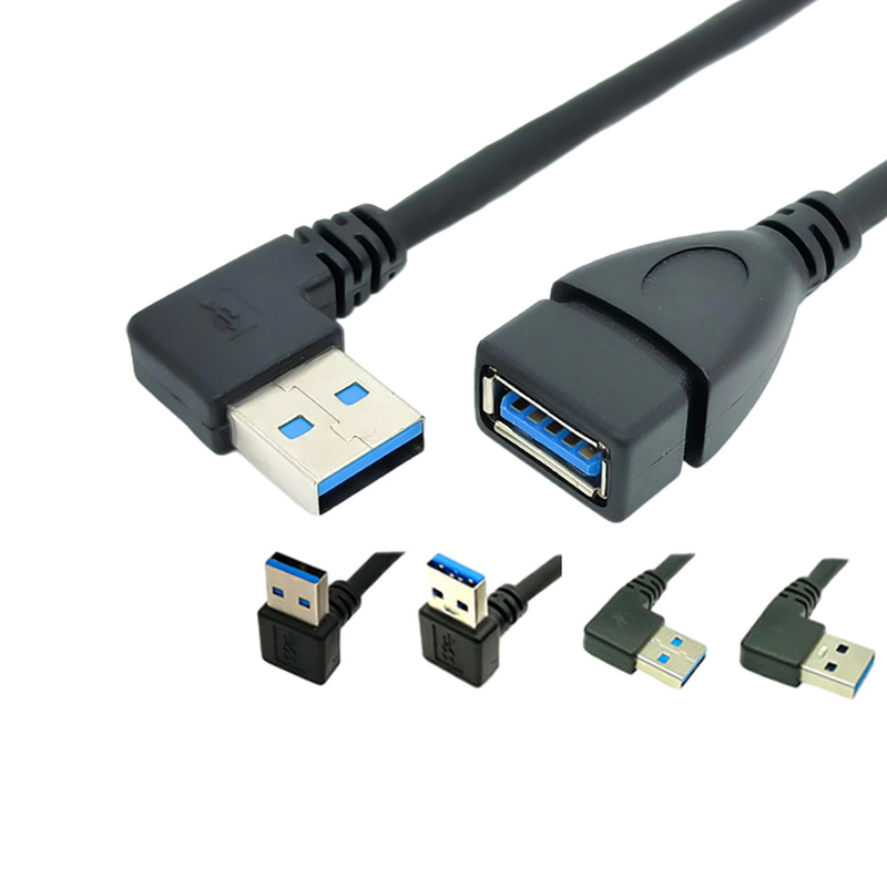 Câble de 90 de degré données de remplissage à angle droit d'USB avec le mâle d'USB 3,0 à l'adaptateur femelle